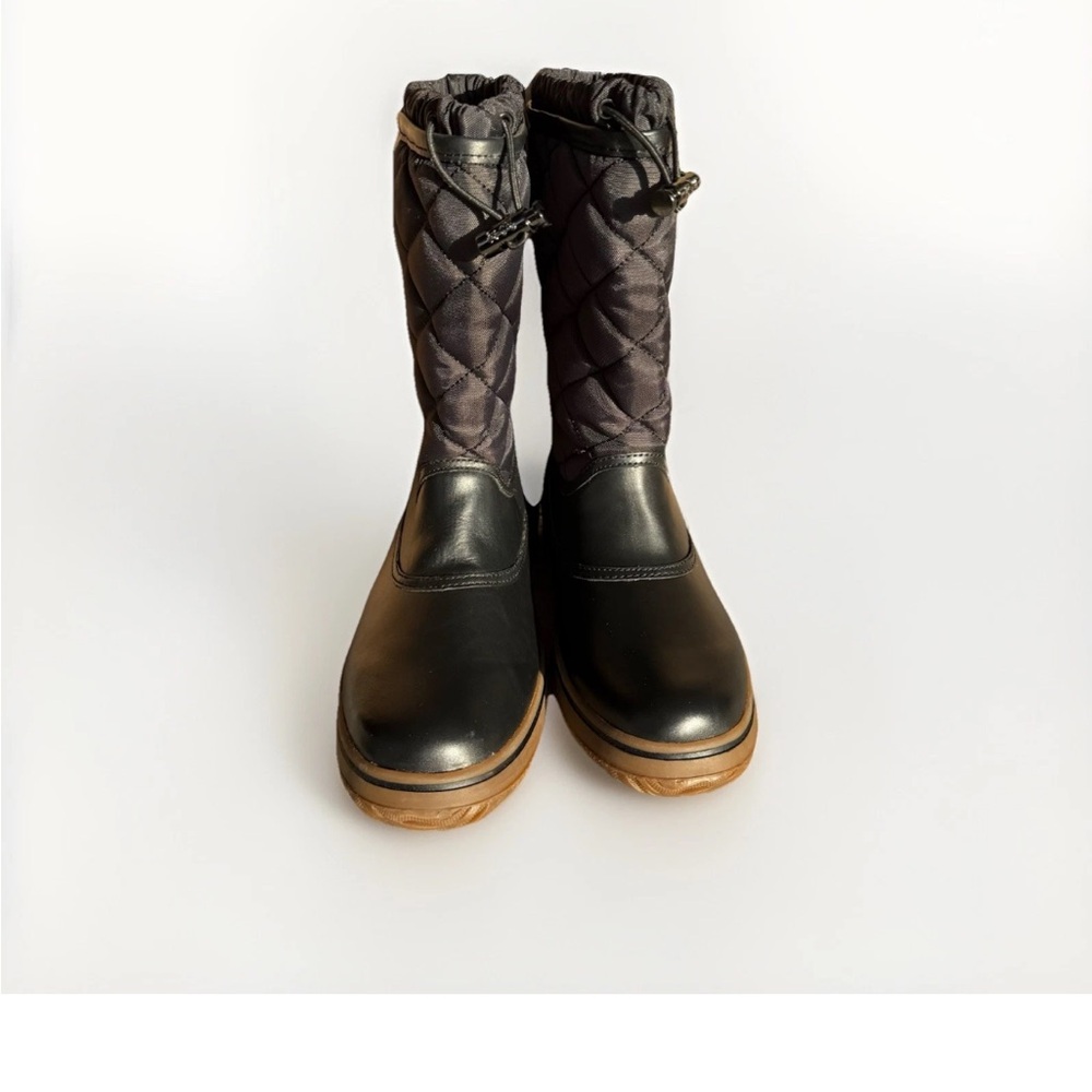 Coach Quilted Drawstring Mid-Calf Snow Boot Black Leather Nylon Women’s Outdoor - Picture 3 of 7